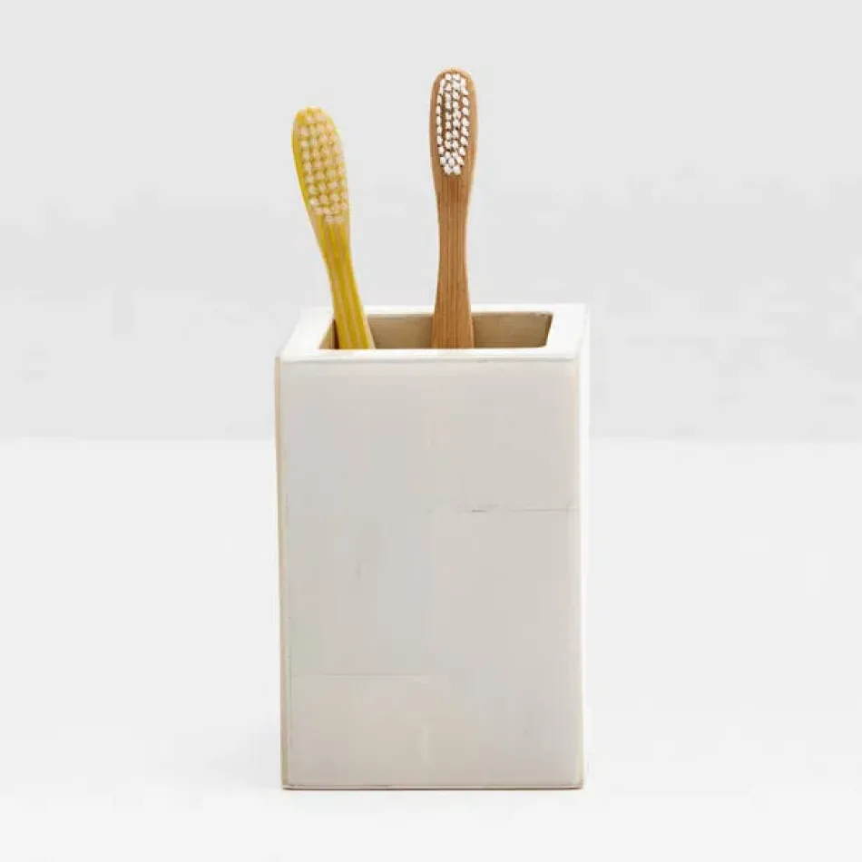 Arles White Brush Holder Square Straight Faux Horn