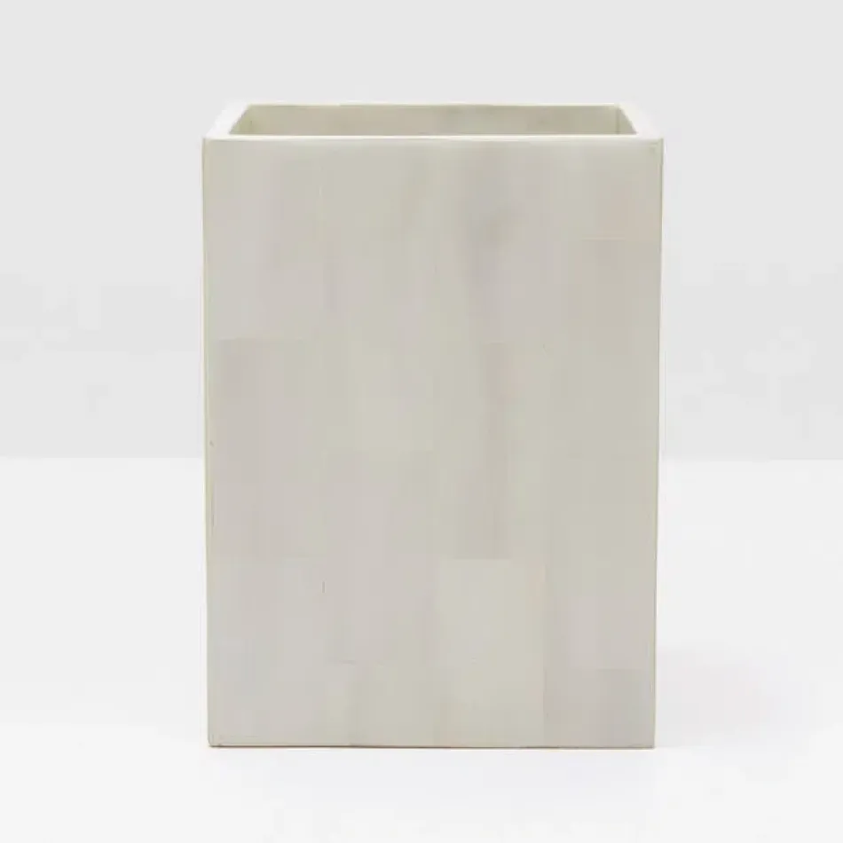 Arles White Wastebasket Square Straight Faux Horn