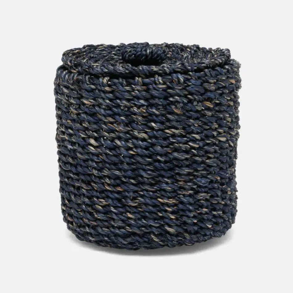 Chelston Indigo Blue Canister Round Abaca Fiber, Set Of 2