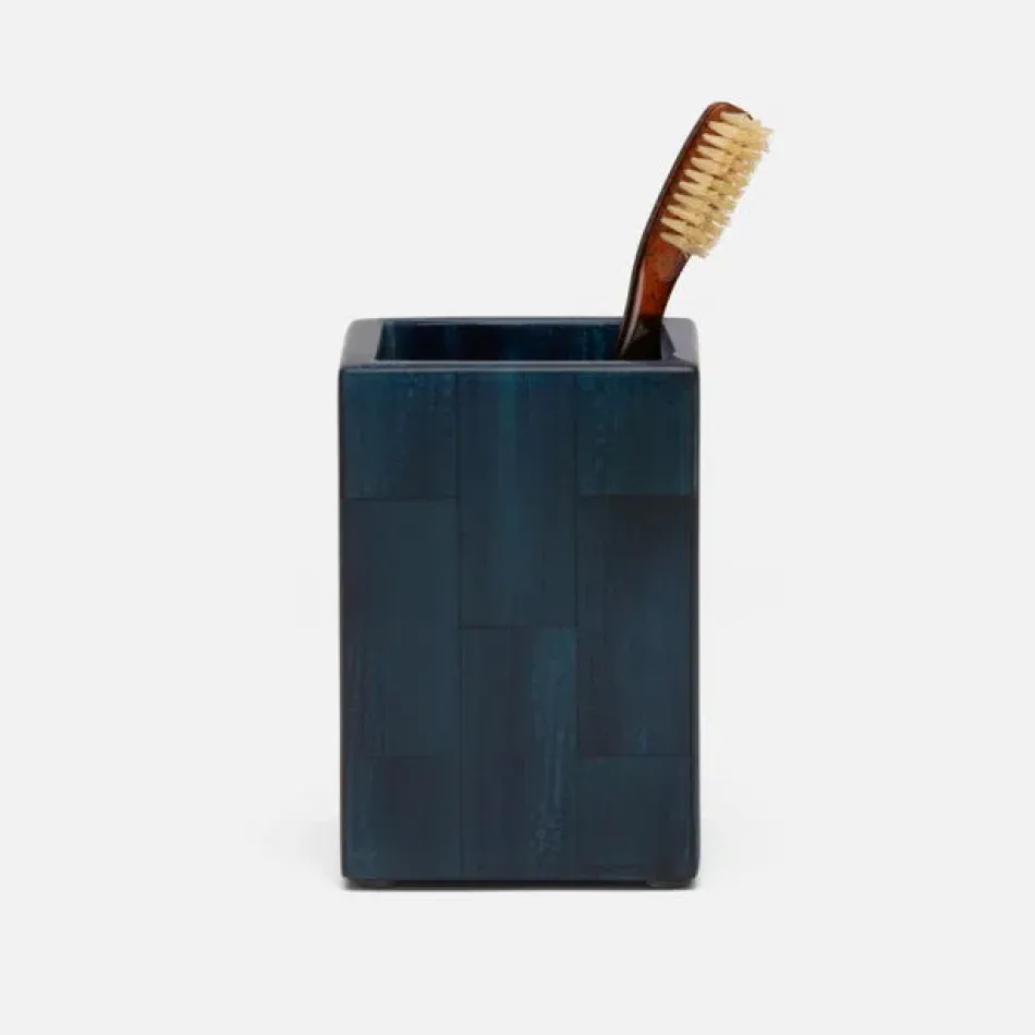 Arles Navy Brush Holder Square Straight Faux Horn