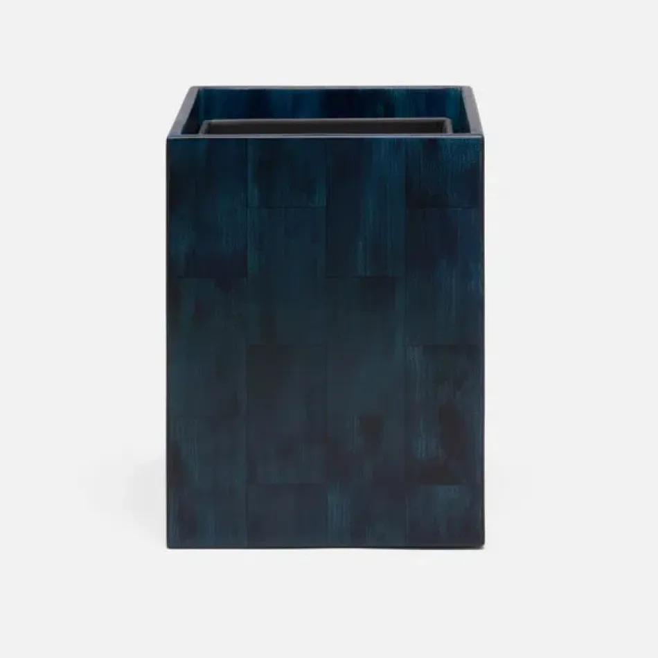 Arles Navy Wastebasket Square Straight Faux Horn