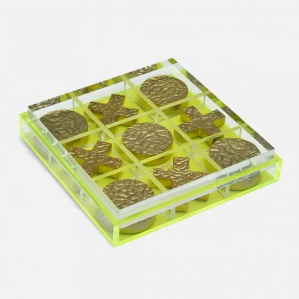 Alzey Clear/Chartreuse Tic Tac Toe Set Acrylic