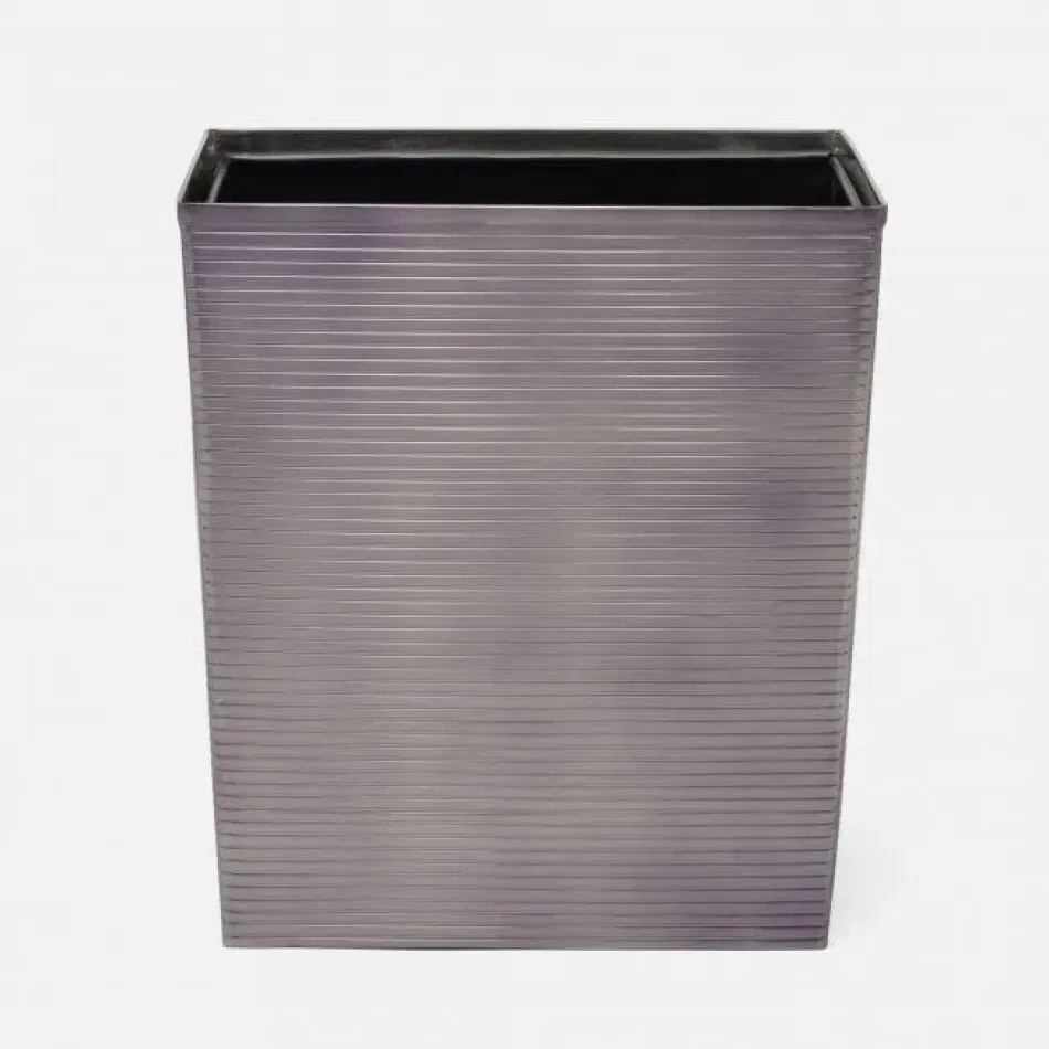 Adelaide Pewter Wastebasket Rectangular: 10"L x 8"W x 11"H