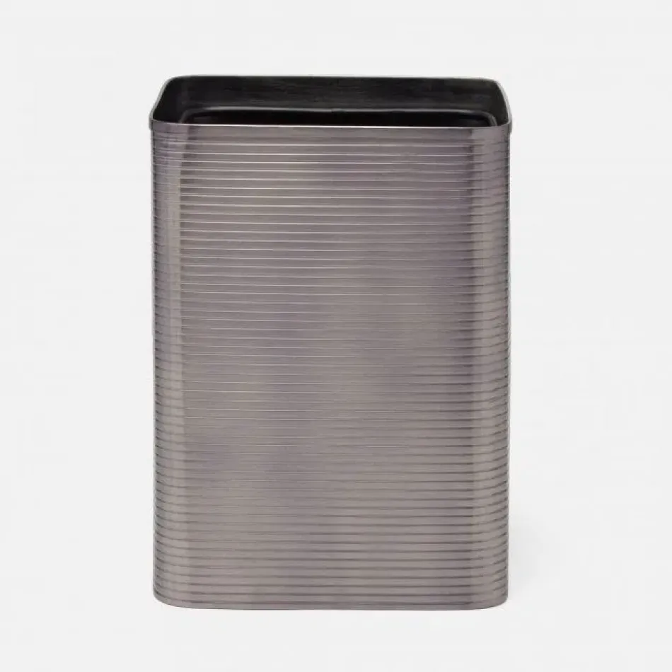 Adelaide Pewter Wastebasket Square: 8"L x 8"W x 11"H