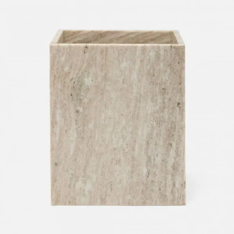 Athlone Beige Wastebasket Square Straight Marble