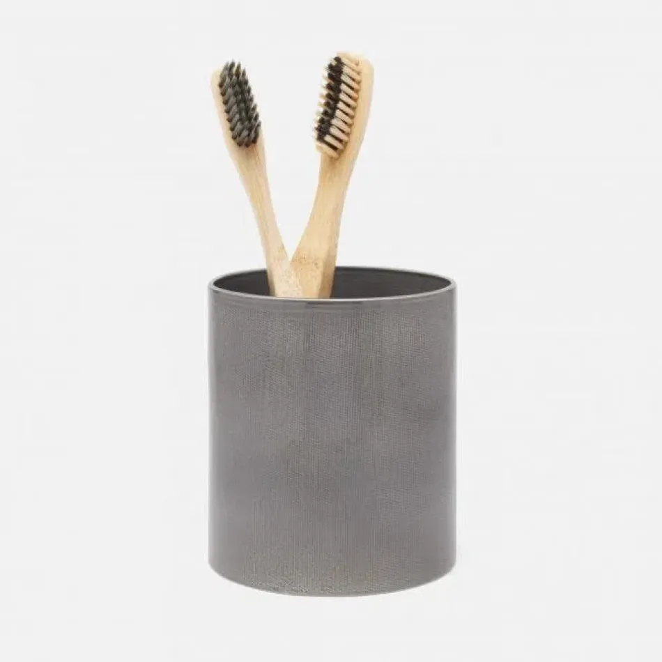 Cordoba Gray Burlap Brush Holder 3"D x 4"H