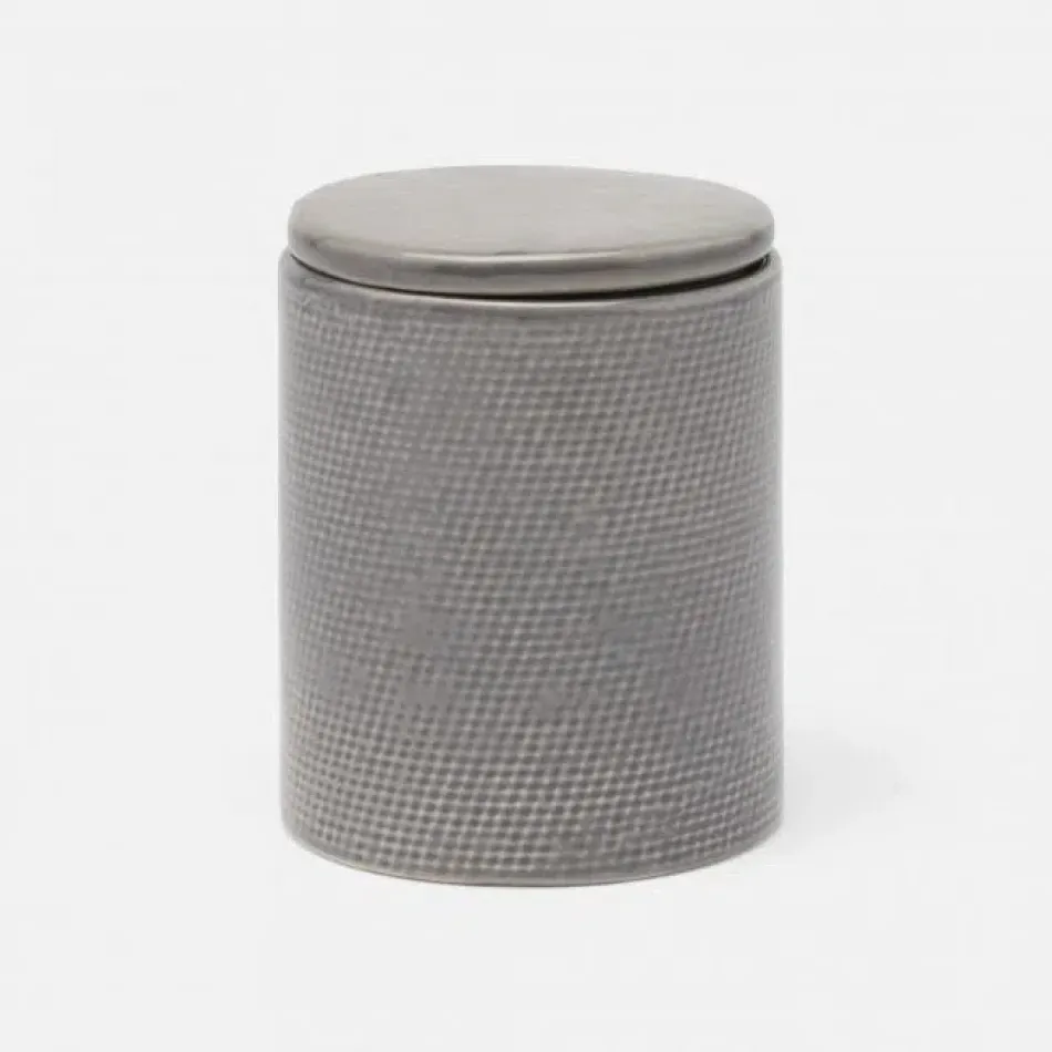 Cordoba Gray Burlap Bath Canister 3"D x 4"H