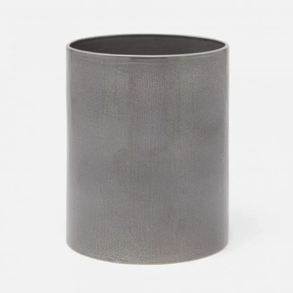 Cordoba Gray Burlap Wastebasket Round: 8.5"D x 10.5"H