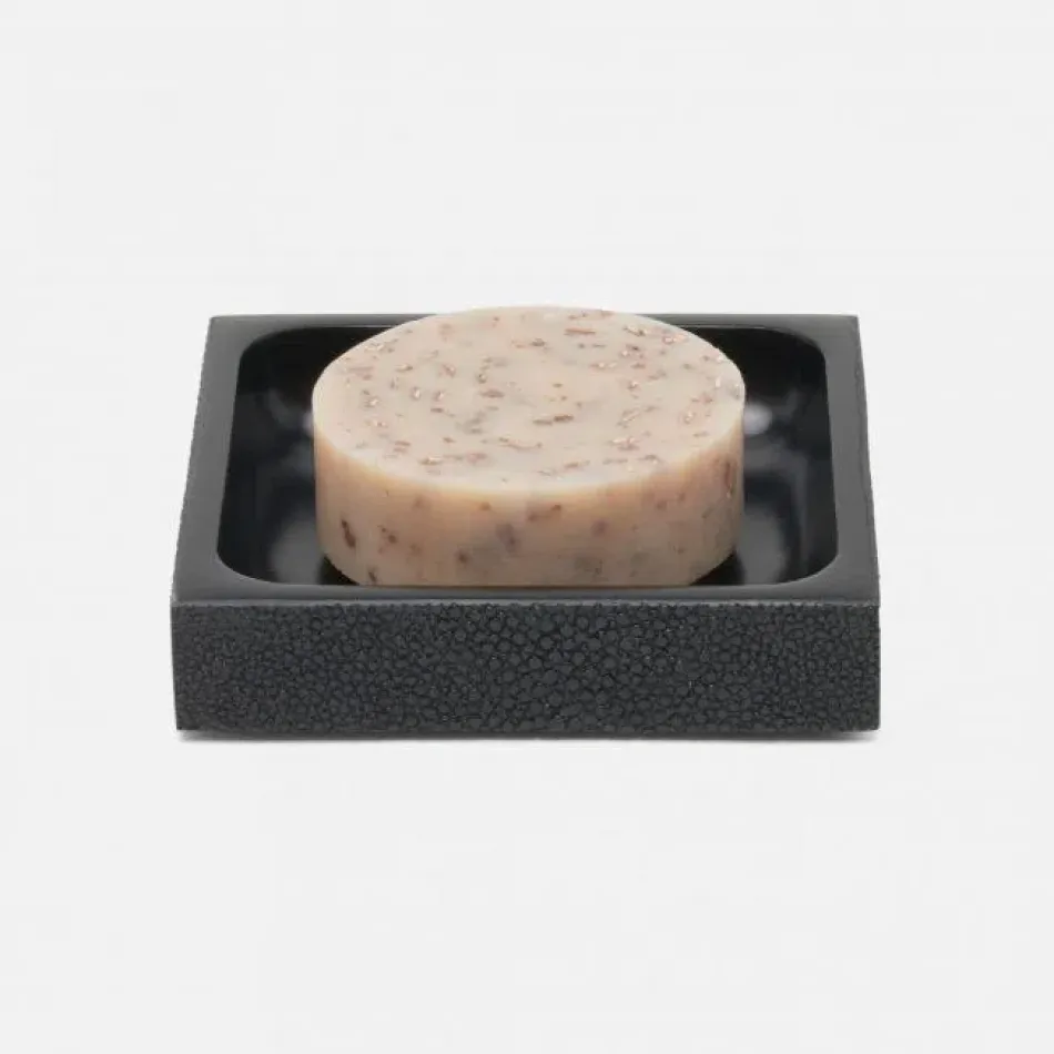 Manchester Black Soap Dish Square Straight Realistic Faux Shagreen