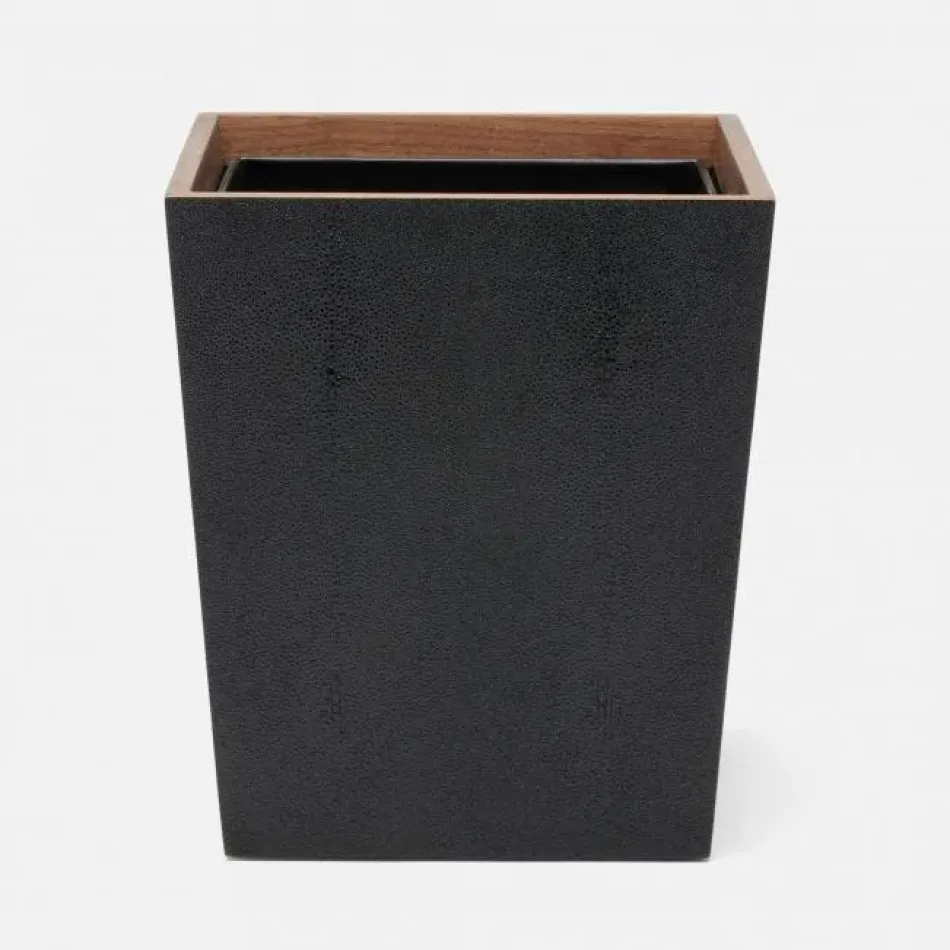 Manchester Black Wastebasket Square Tapered Realistic Faux Shagreen