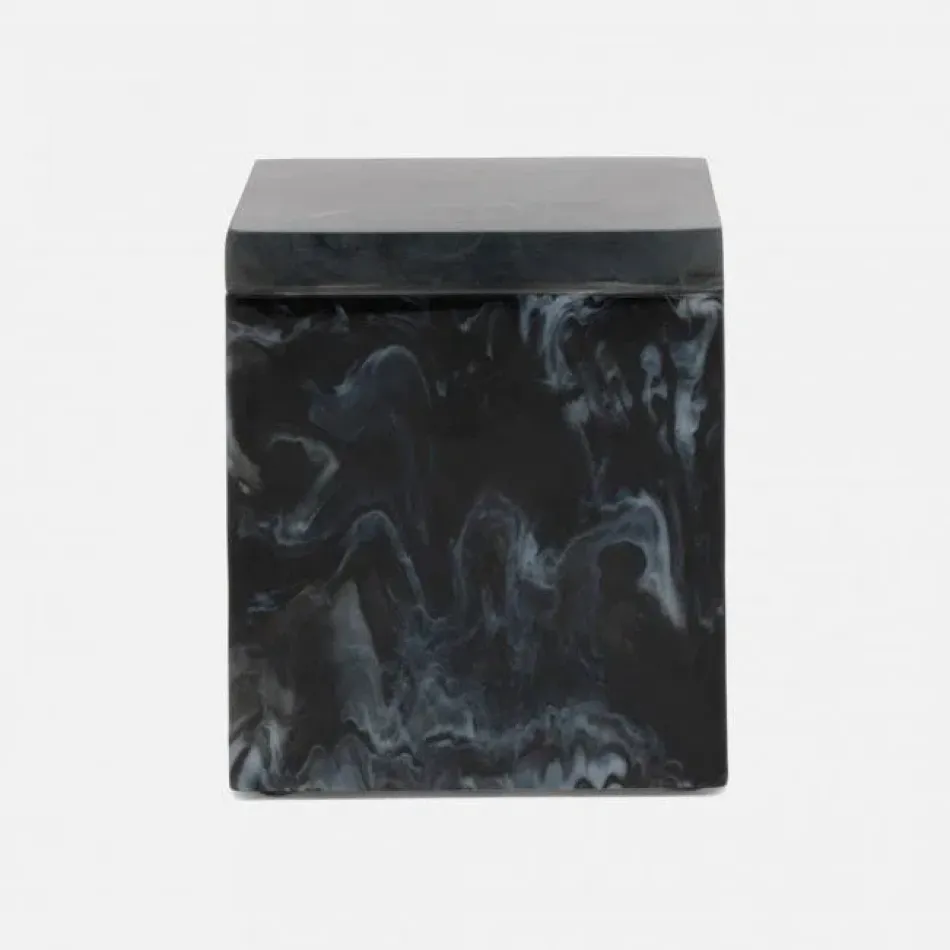 Abiko Obsidian Canister Large Square Straight Cast Resin