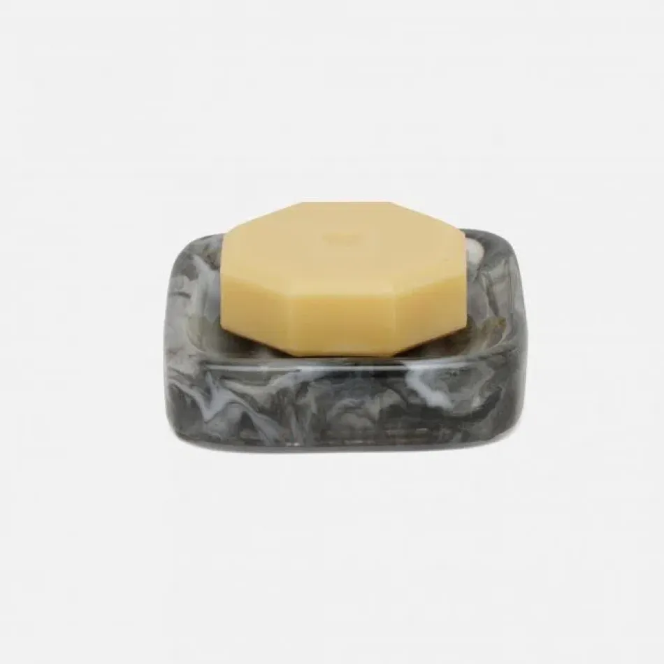 Abiko Obsidian Soap Dish Square: 4"L x 4"W x 1"H