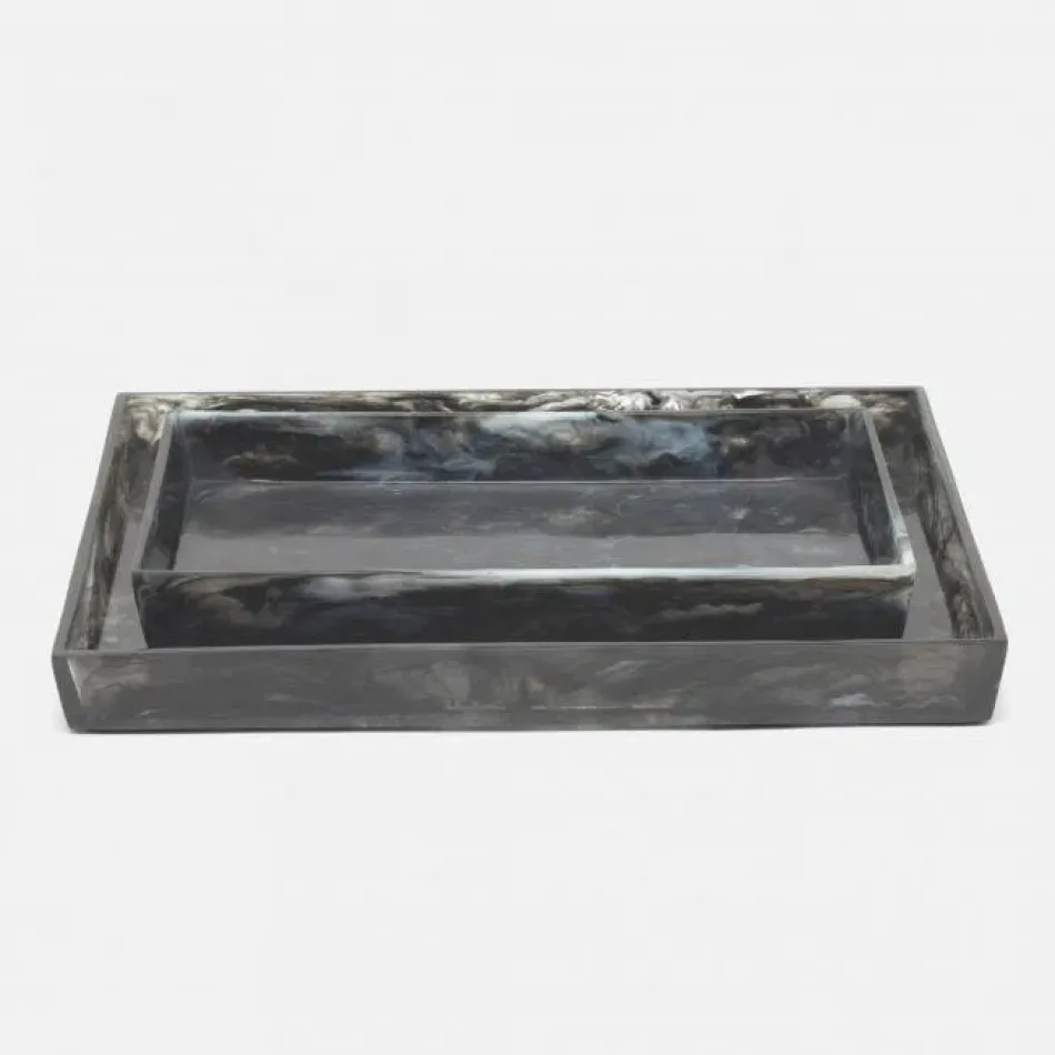 Abiko Obsidian Trays 11"L x 6.5"W x 1.5"H, 13"L x 10"W x 1.5"H, Set of 2