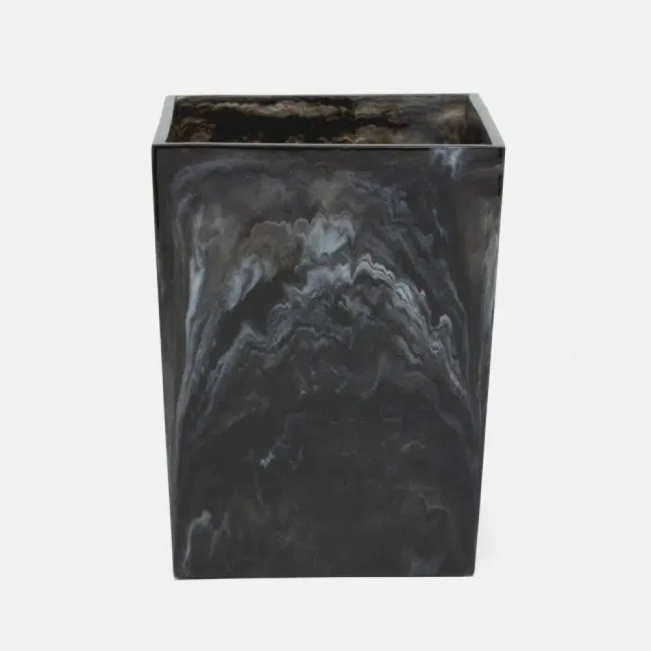 Abiko Obsidian Wastebasket Square: 8.5"L x 8.5"W x 11"H
