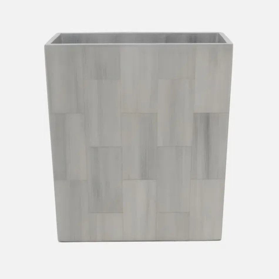 Arles Light Gray Wastebasket Rectangular Tapered Faux Horn