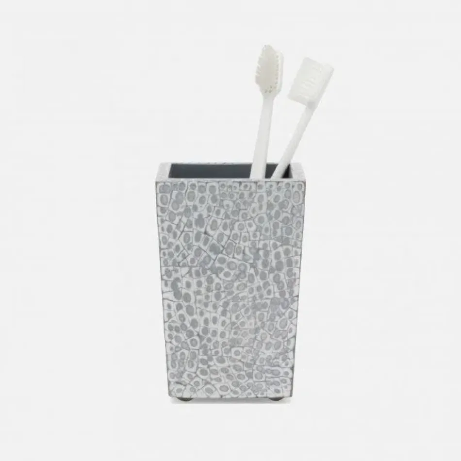 Callas Silver/White Brush Holder Square Straight Lacquered Eggshell