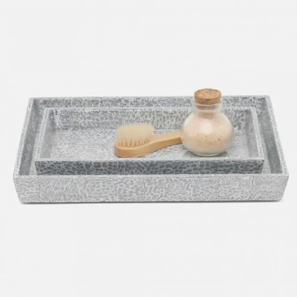 Callas Silver/White Bath Trays Rectangular: 13"L x 10"W x 1.5"H, 11"L x 6.5"W x 1.5"H, Set of 2