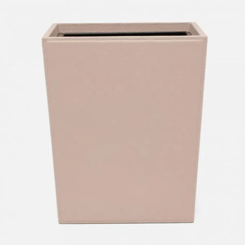 Asby Dusty Rose Wastebasket Rectangular Tapered Full-Grain Leather