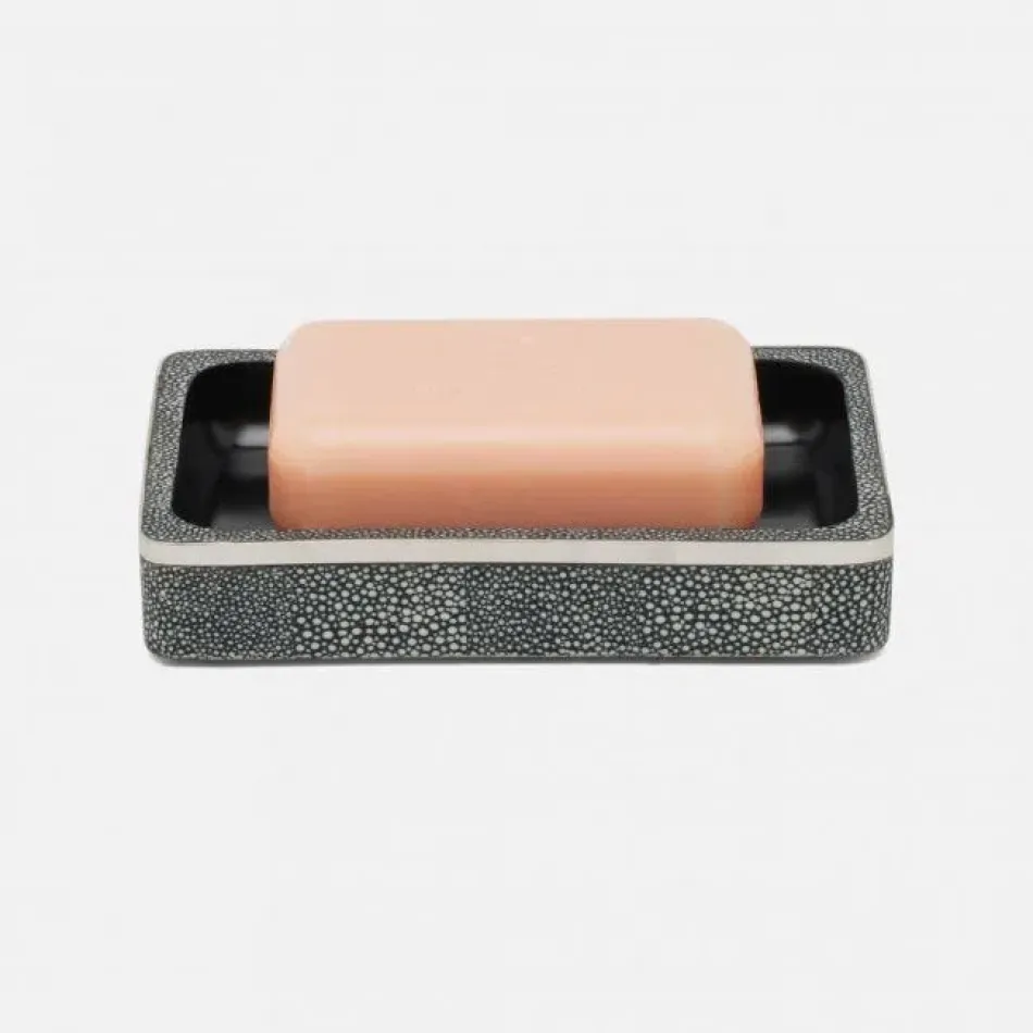 Bradford Cool Gray/Silver Soap Dish Rectangular Straight Realistic Faux Shagreen/Stainless Steel