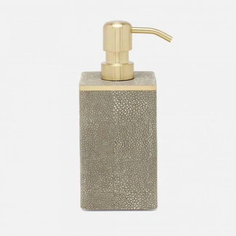 Bradford Sand/Gold Soap Pump Square Straight Realistic Faux Shagreen/Brass