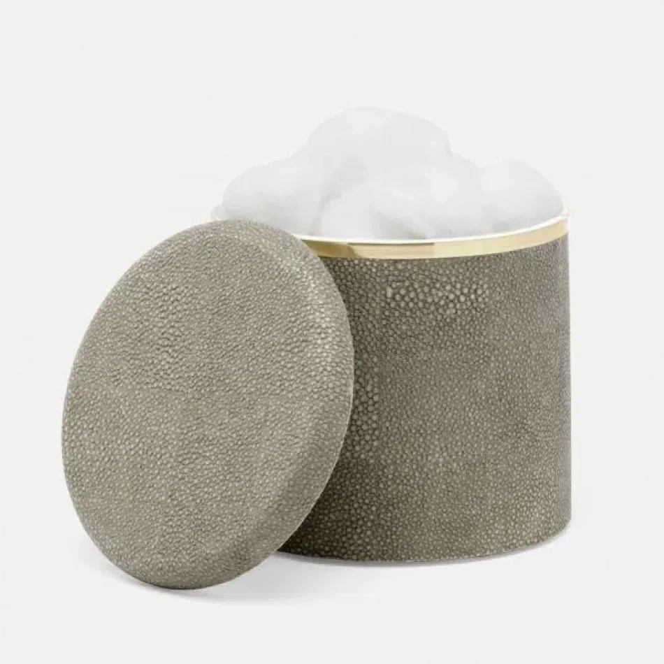 Bradford Sand/Gold Canister Large Round Realistic Faux Shagreen/Brass