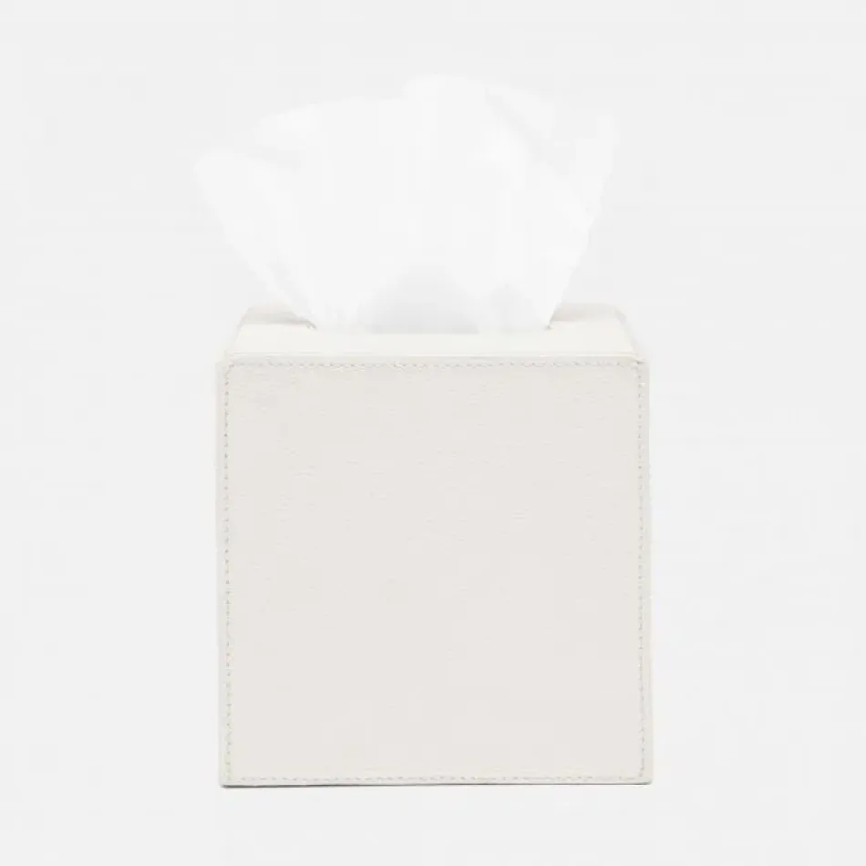 Victoria White Tissue Box Square Straight Full-Grain Leather