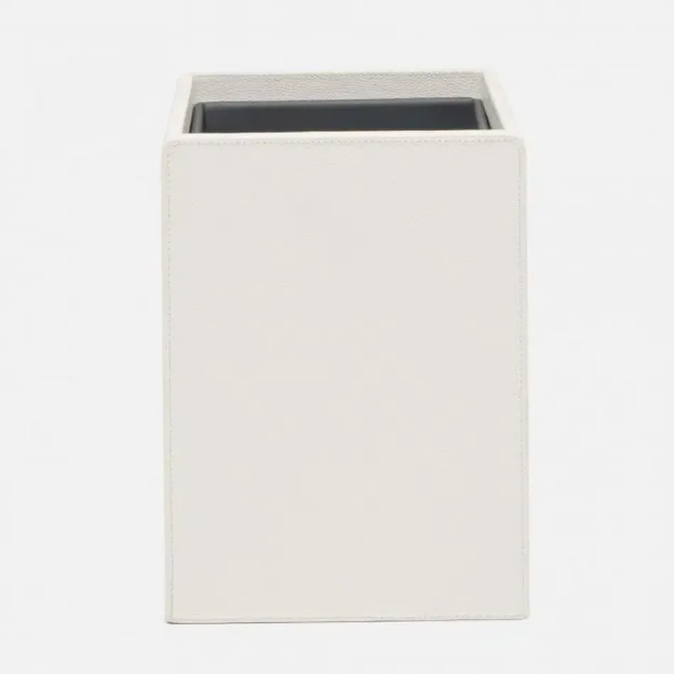 Victoria White Wastebasket Square Straight Full-Grain Leather