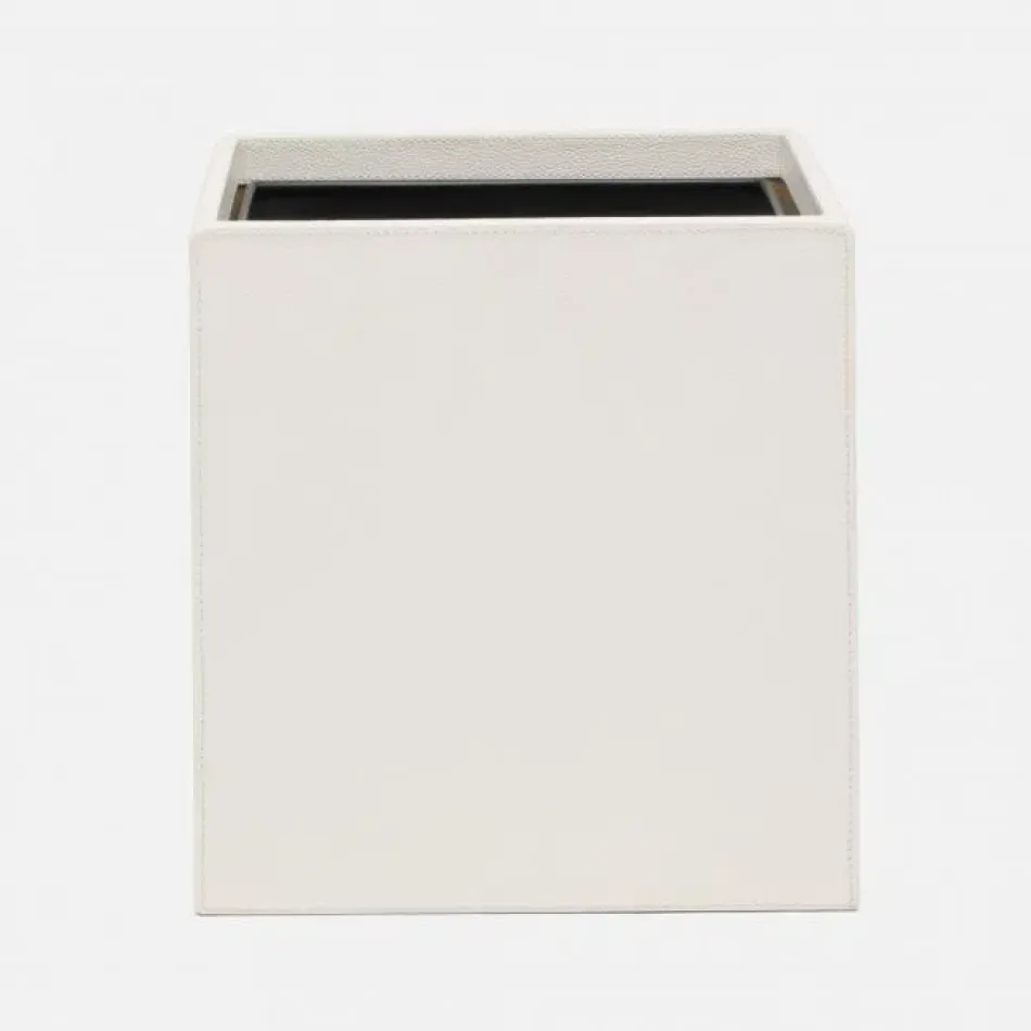 Victoria White Wastebasket Rectangular Straight Full-Grain Leather