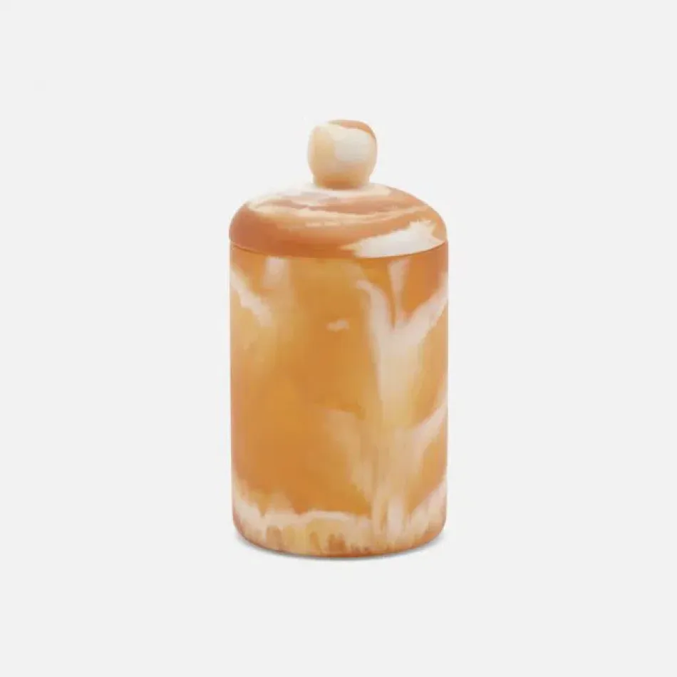 Southold Amber Swirled Bath Canister Small: 3"D x 5.5"H