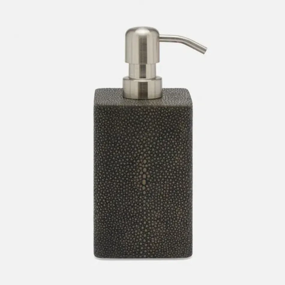 Tenby Dark Mushroom Soap Pump Square Straight Realistic Faux Shagreen