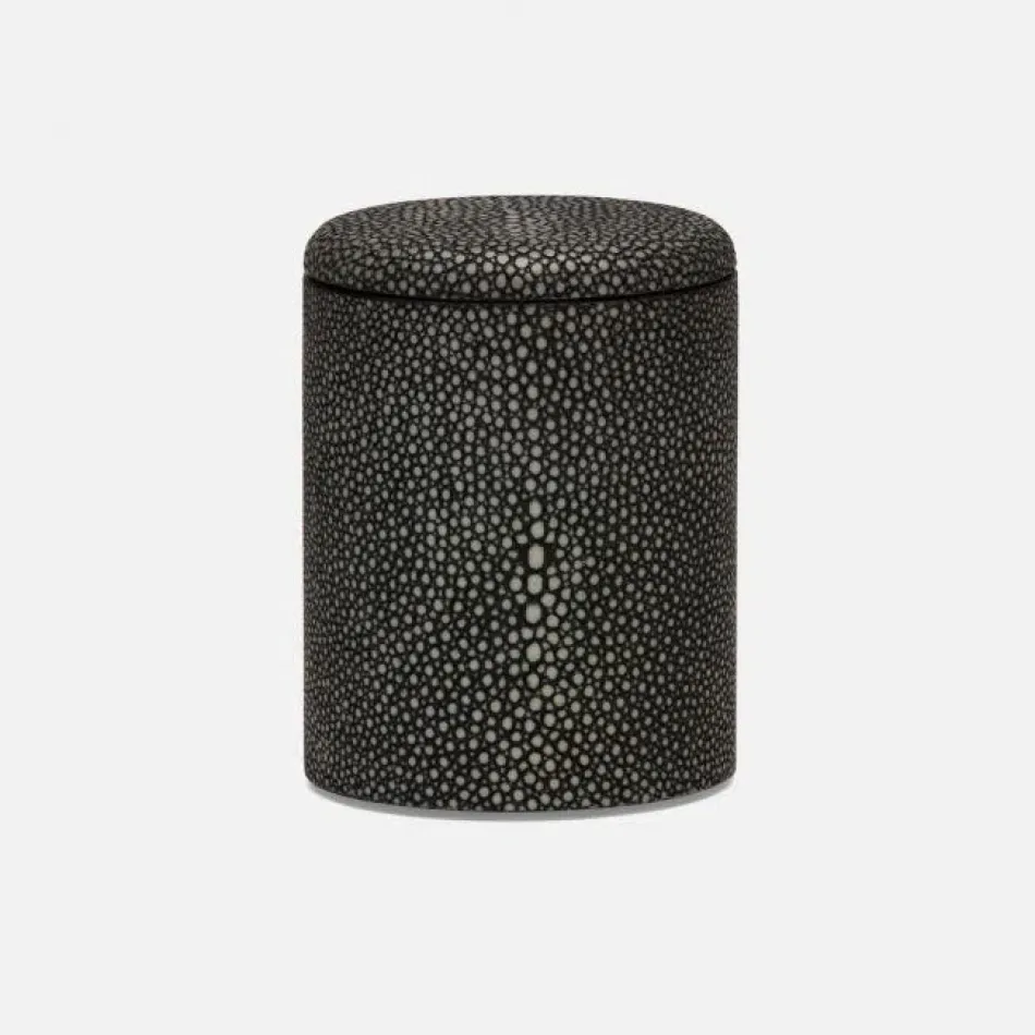 Tenby Dark Mushroom Narrow Canister Round Realistic Faux Shagreen