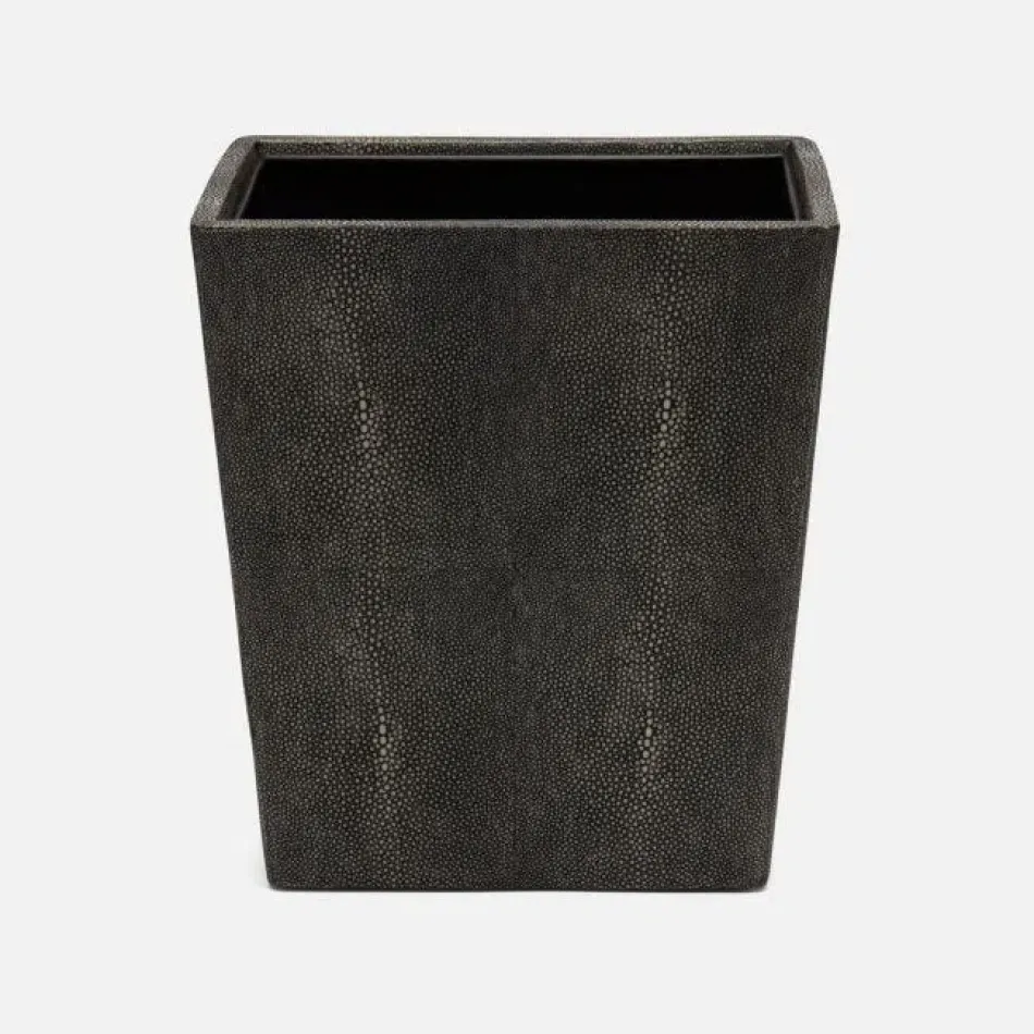 Tenby Dark Mushroom Wastebasket Rectangular Tapered Realistic Faux Shagreen