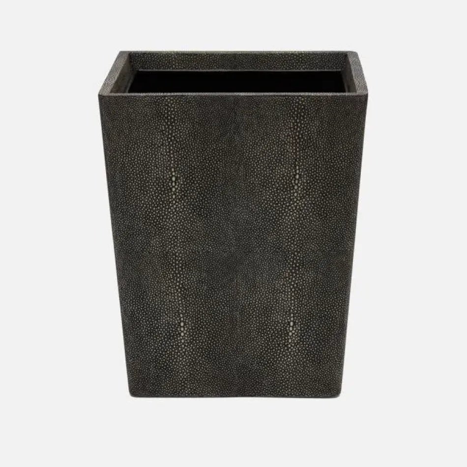 Tenby Dark Mushroom Wastebasket Square Tapered Realistic Faux Shagreen