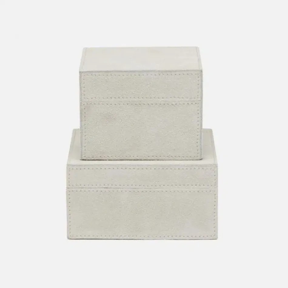 Segovia Light Gray Square Boxes Suede, Set Of 2