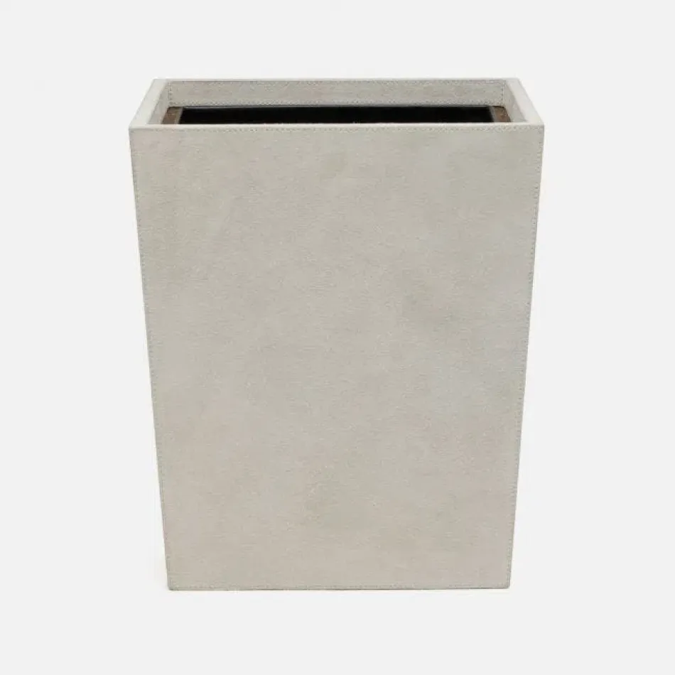 Segovia Light Gray Wastebasket Rectangular Tapered Suede