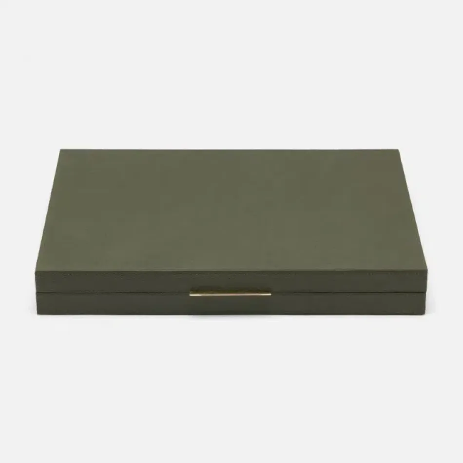 Sebina Forest Green Backgammon Full-Grain Leather Large