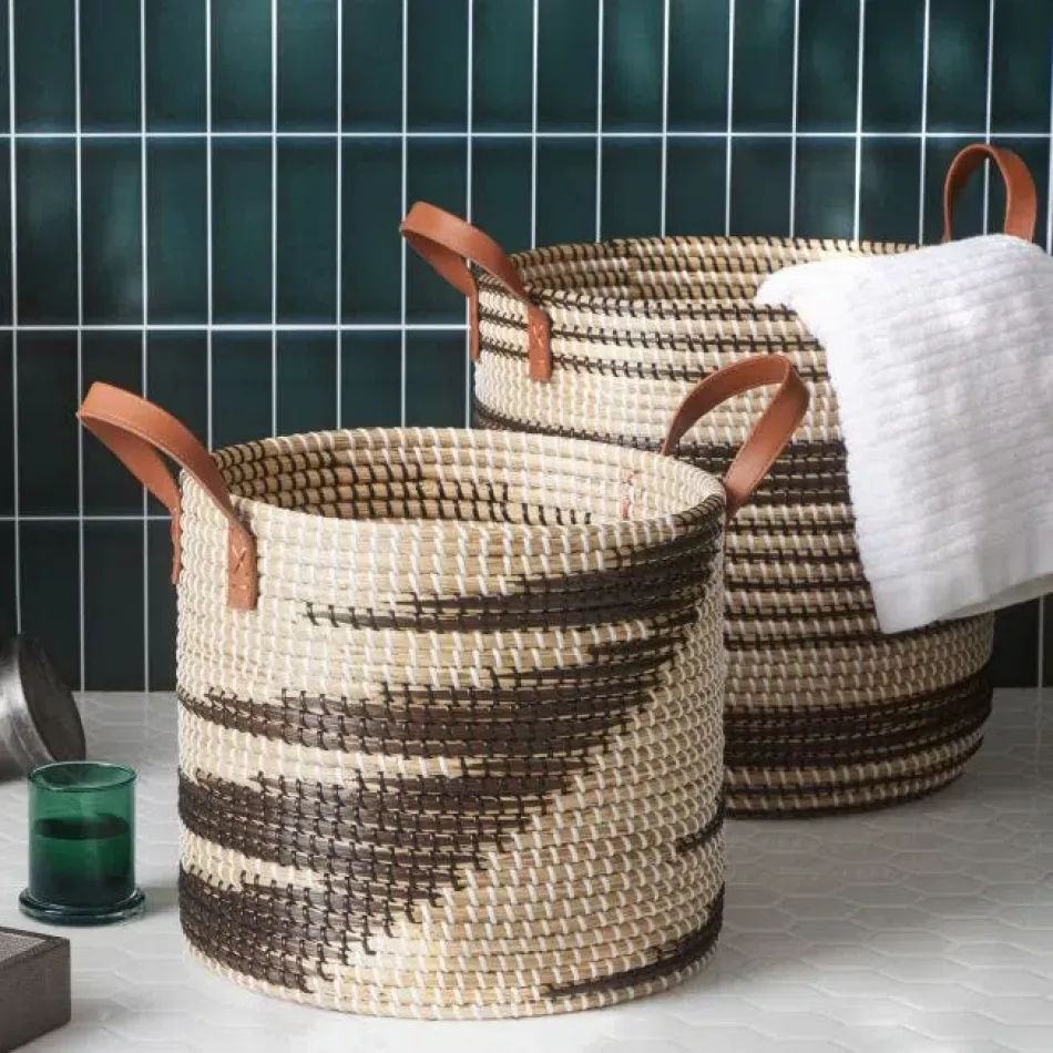 Olinda Black/Natural Baskets Seagrass, Set Of 2