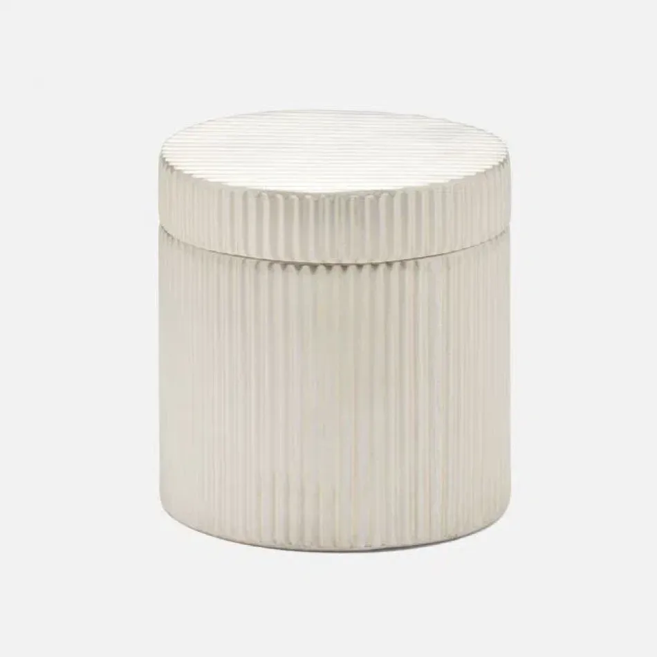 Redon Matte Silver Canister Round Large Ribbed Metal