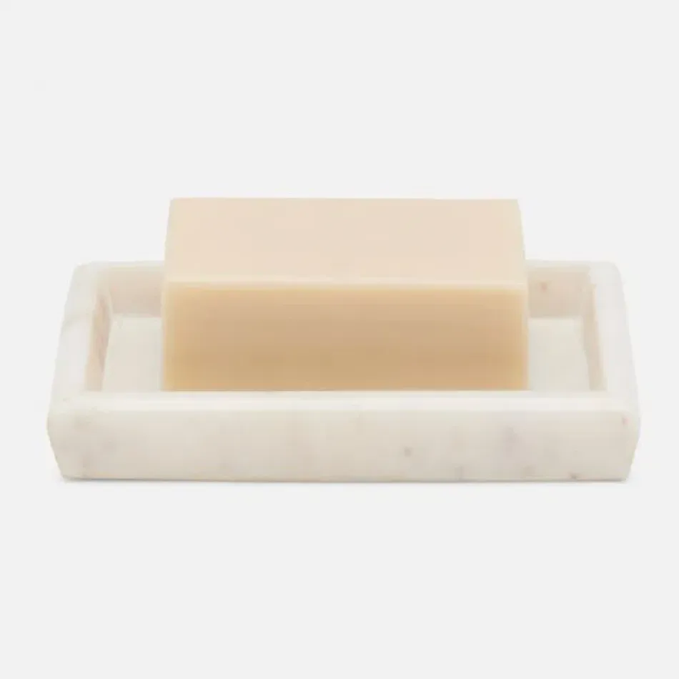 Kavala White Soap Dish Rounded Edges Marble