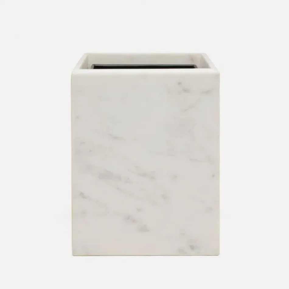 Kavala White Wastebasket Square Straight Rounded Edges Marble