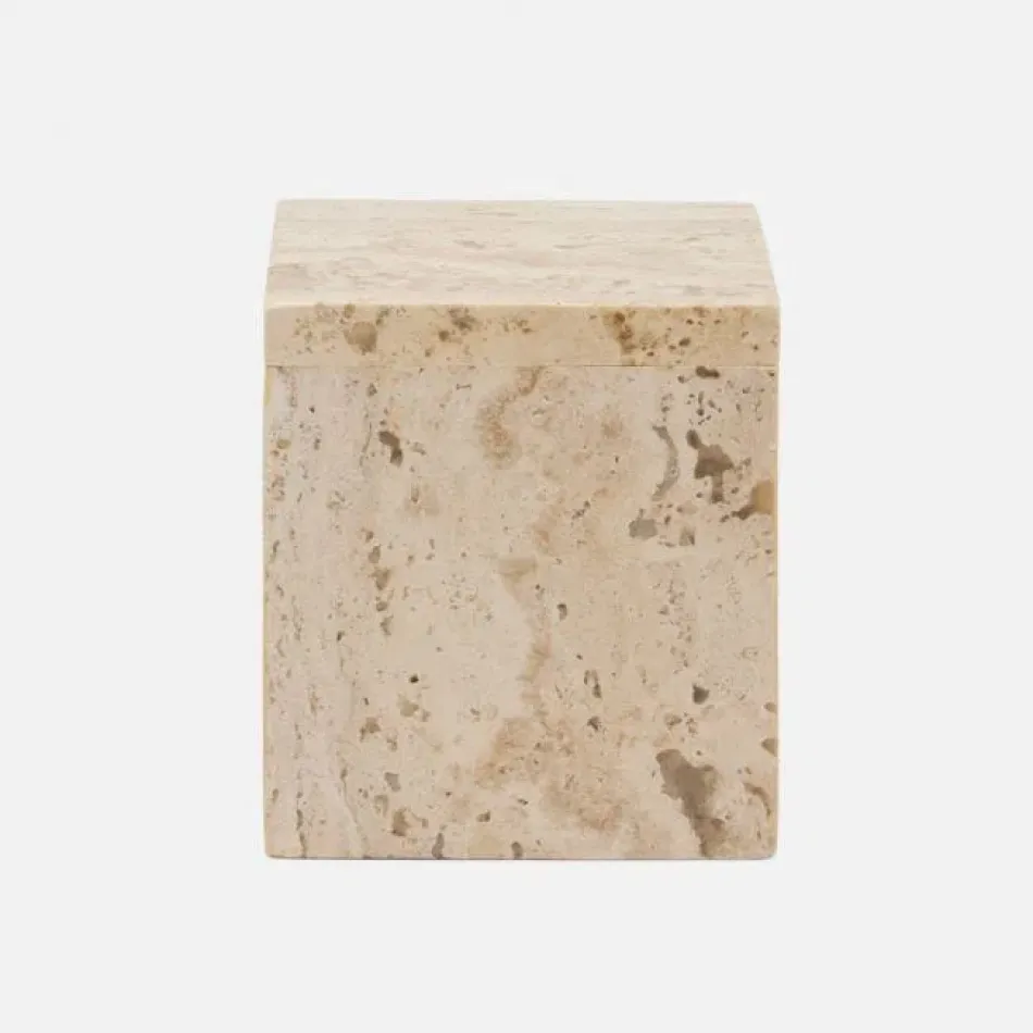 Bowen Natural Canister Small Travertine With Resin