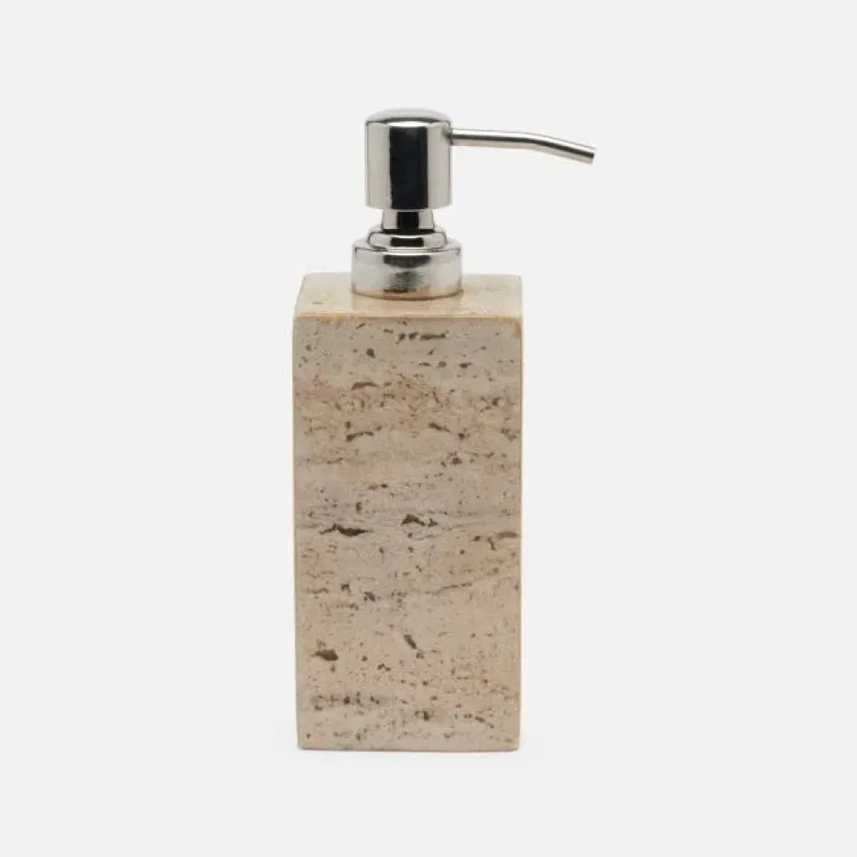 Bowen Natural Soap Pump Square Straight Travertine With Resin