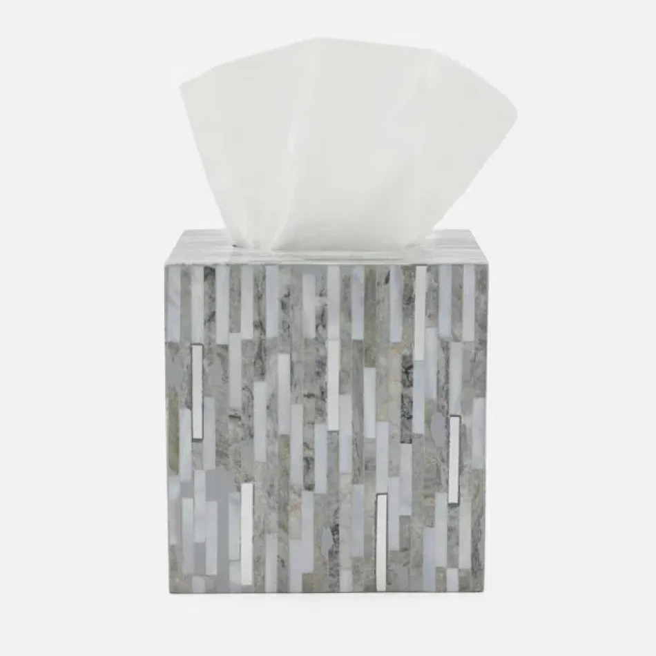 Cortona Gray Silver Mix W/ Shell Tissue Box Square Straight