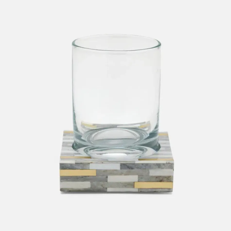 Cortona Gray Brass Mix W/ Shell Tumbler Set Square Straight Pack/2