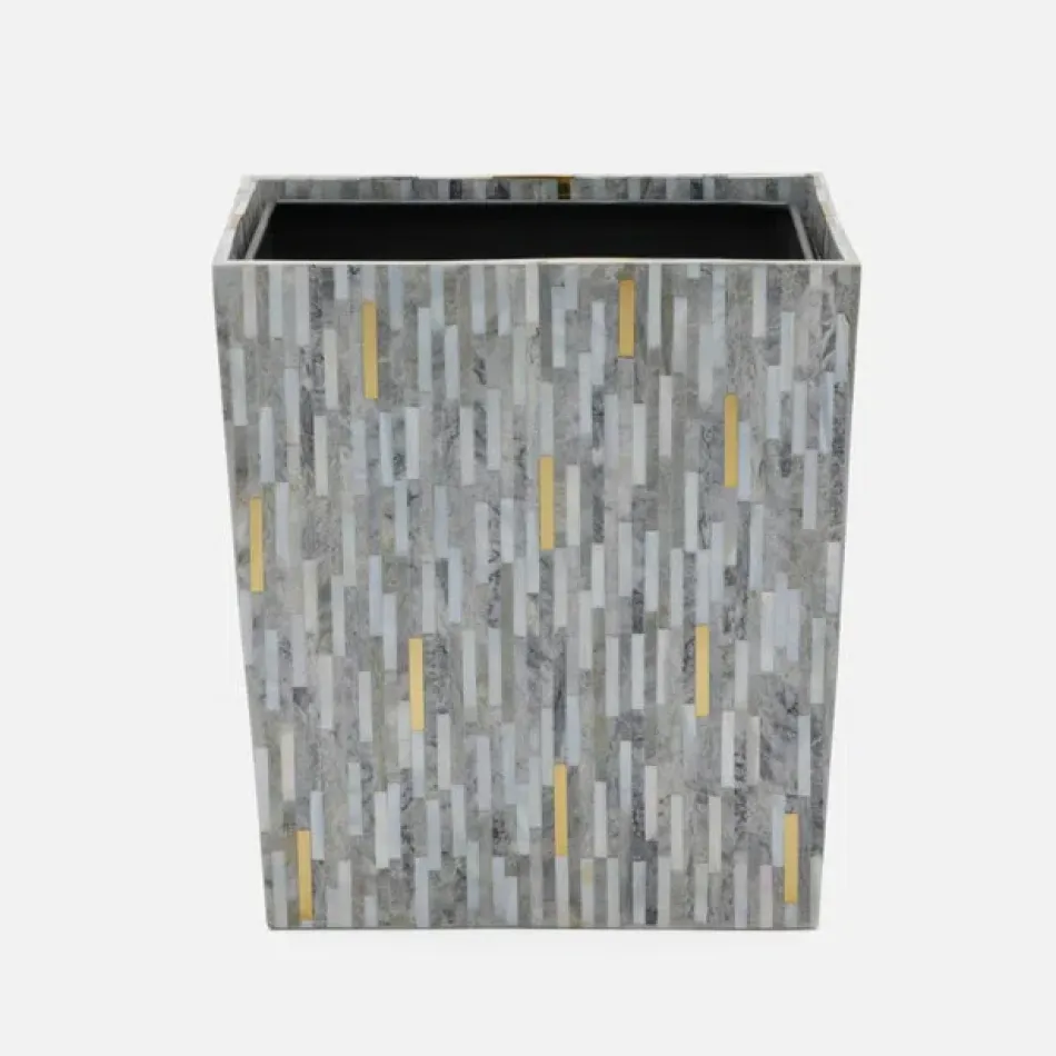 Cortona Gray Brass Mix W/Shell Wastebasket Rectangular Tapered