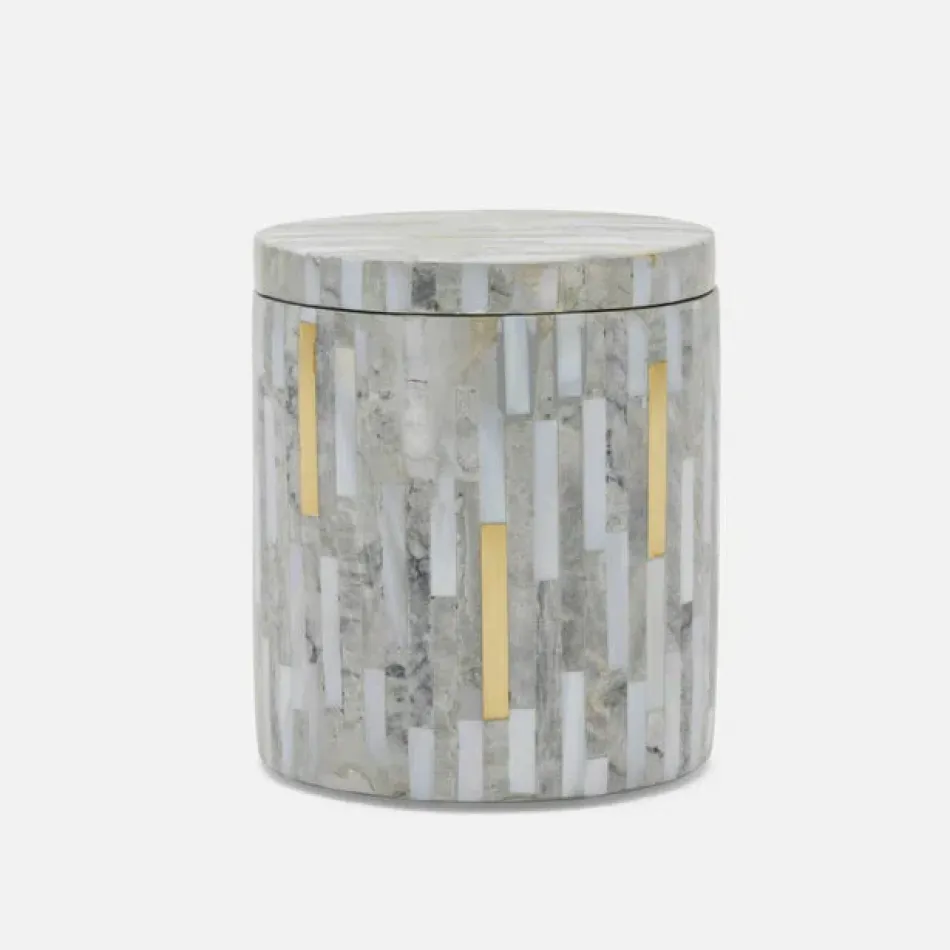 Cortona Gray Brass Mix W/ Shell Canister Round