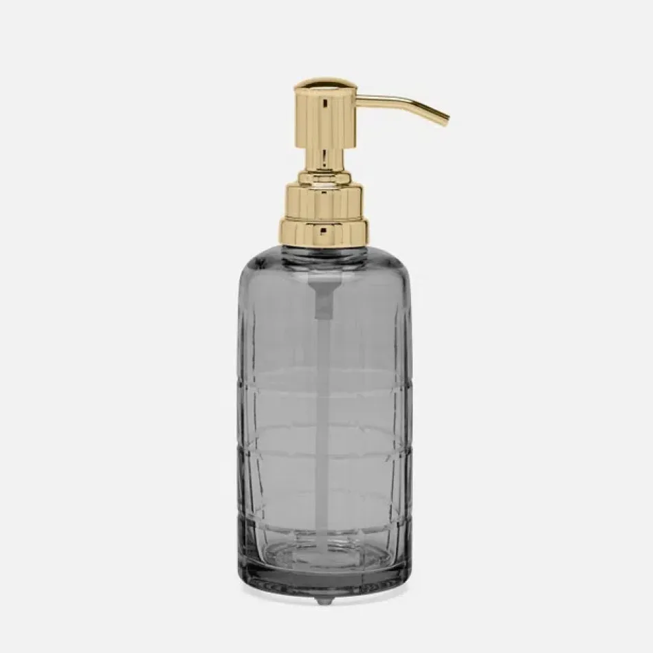 Argos Smoke Soap Pump Round Glass W/Brass Trim