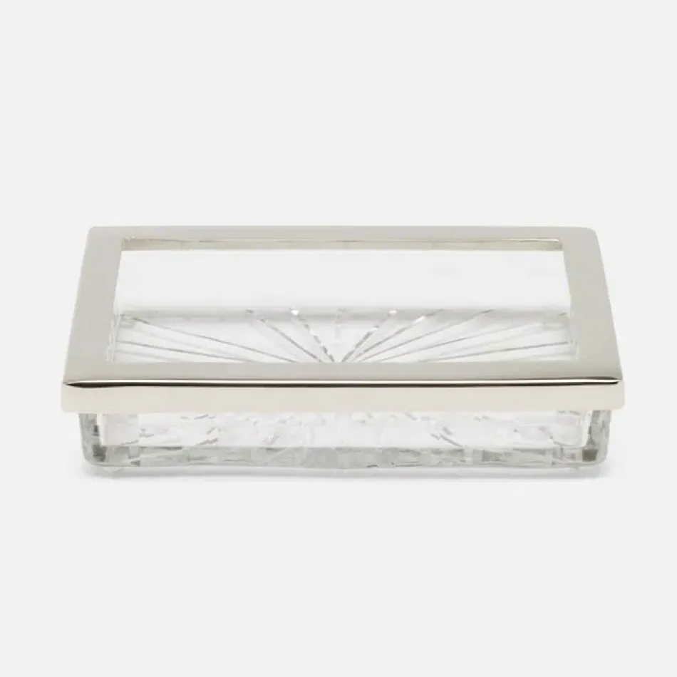 Argos Clear Soap Dish Rectangular Straight Glass W/Nickel Trim