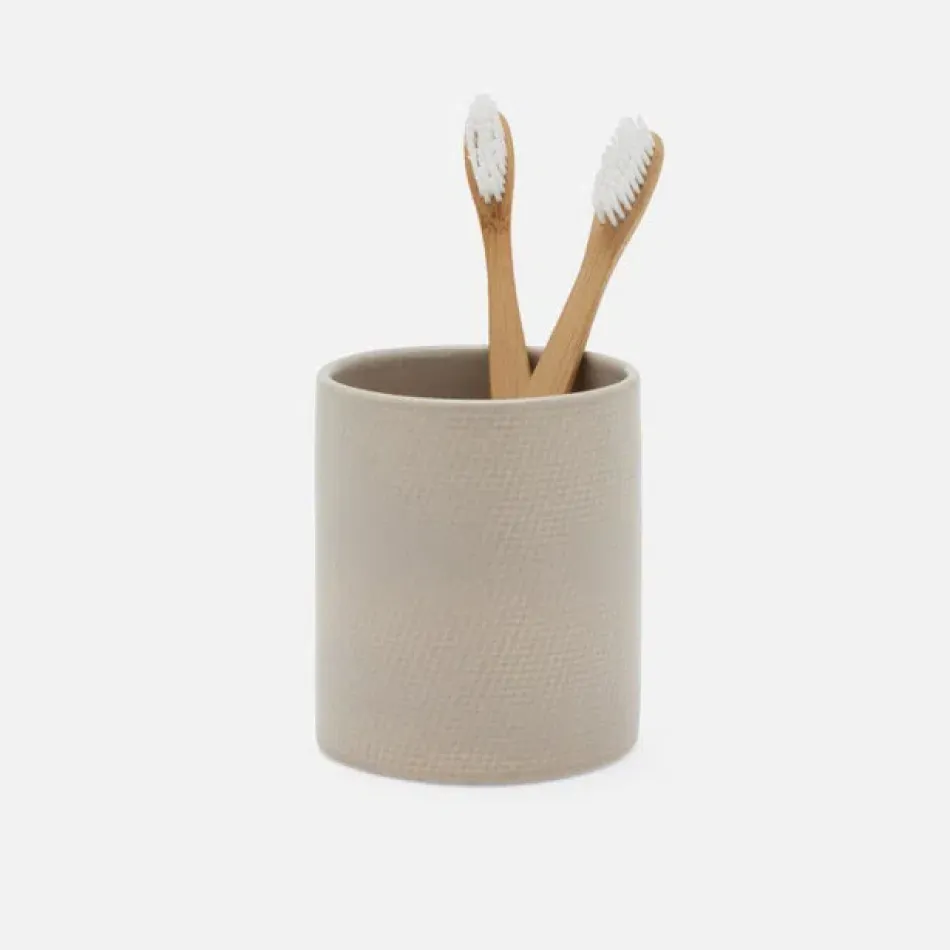 Cordoba Sand Burlap Brush Holder 3"D x 4"H