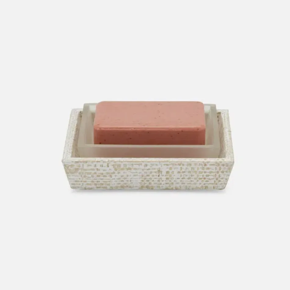 Ghent Whitewashed Soap Dish Rectangular Tapered Bagor Grass